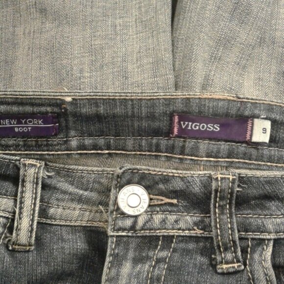 Vigoss Size 9 Jeans New York Bootcut Distressed Blue Denim Womens Flap Pockets - Picture 3 of 8